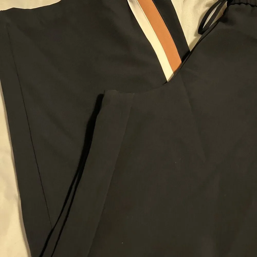 Black Women's Pants with Tan Stripe